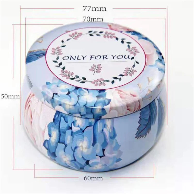 Scented candles Empty Box with flowers Tin Can Fragrance Handmade Scented Candle Natural Soy Wax Home Decoration