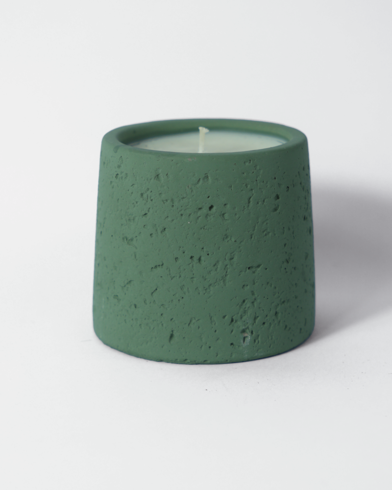 ZUNGZA handcrafted scent products on a light background — The concrete cup, a material of the city standing beside the scent of the forest