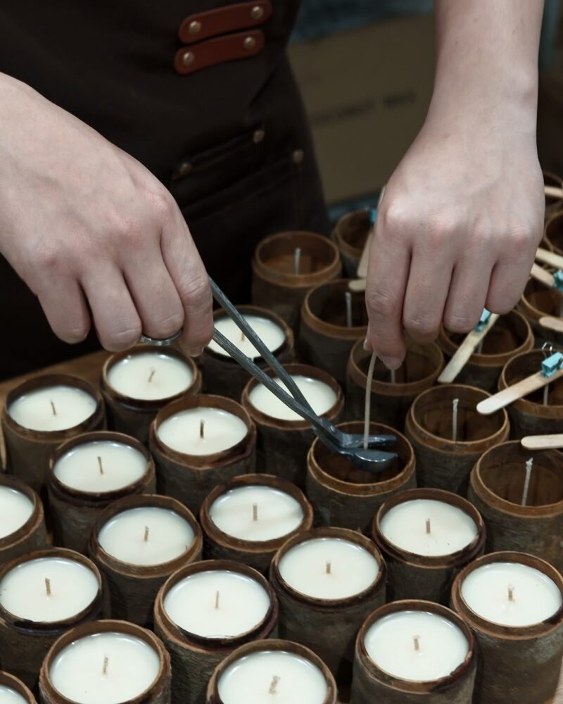 The ZUNGZA workshop in Van Phuc craft village — A length of cinnamon bark arriving at the workshop cannot be used straight away