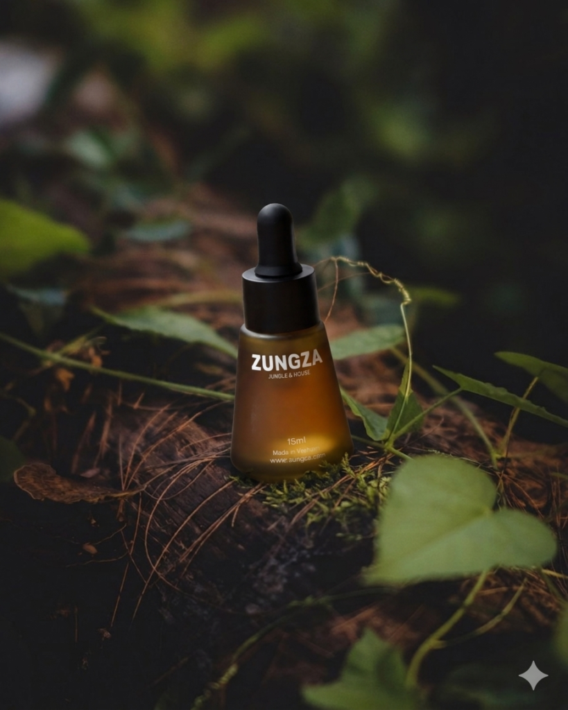 Chai tinh dầu ZUNGZA đặt giữa khung cảnh thiên nhiên - Tinh dầu là gì, và người ta lấy nó ra khỏi cây bằng cách nào