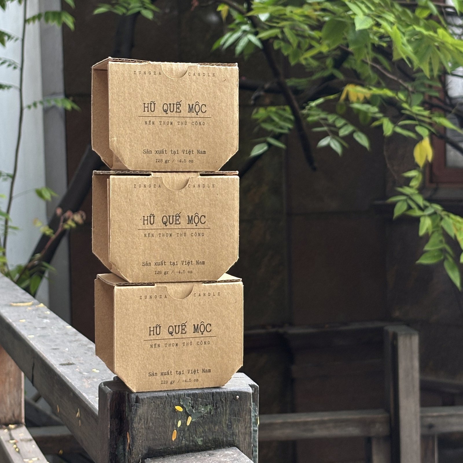 Nến cinnamon bark trong hộp, ảnh thật ZUNGZA